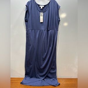 MOTHERHOOD Maternity Dress Blue Size‎ 1X Semi Wrap Dress Cap Sleeve Stretch